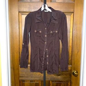 Maurice’s Size Medium Brown Button Up Lightweight Top